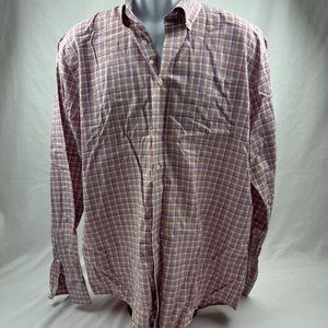 Johnnie-O Shirt Mens Size L Pink Plaid Flannel Long Sleeve Button Down Checkers